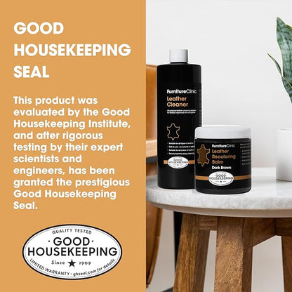Furniture Clinic Leather Easy Restoration Kit | with Leather Recoloring Balm, Cleaner, Sponge, and Cloth | Leather Repair Kit for Scratched and Faded Furniture (Light Grey)