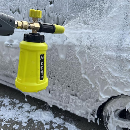 M MINGLE Foam Cannon for Pressure Washer, Car Foam Sprayer with 1/4 Inch Quick Connector, Wide Mouth Heavy Duty Car Wash Foam Blaster Power Washer, 1 Liter with 5 Nozzle Tips