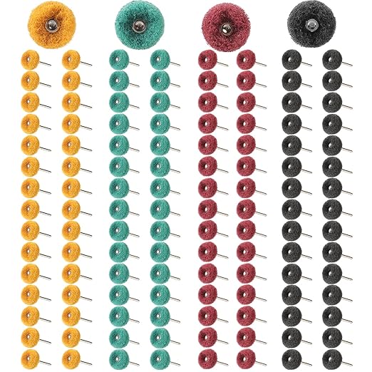 120 PCS Double-Layer Buffing Pads, Multi-Grit Abrasive Wheels (80/150/240/400) for Dremel & Drill | Yellow, Green, Red, Black Polishing Discs Kit