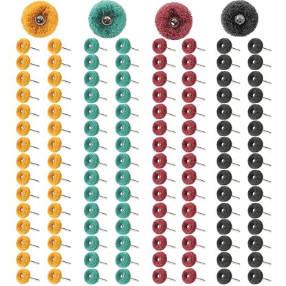 120 PCS Double-Layer Buffing Pads, Multi-Grit Abrasive Wheels (80/150/240/400) for Dremel & Drill | Yellow, Green, Red, Black Polishing Discs Kit