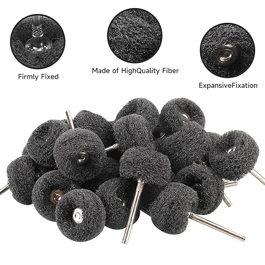 100 PCS Abrasive Buffing Wheels,1 Inch Buffing Polishing Wheel Set for Rotary Tool Accessorie 1/8'' (3mm) Shank, Black 400 Grits for Metal,Wood, Rust Removal