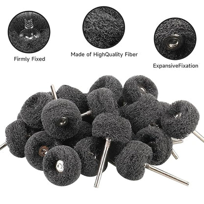 100 PCS Abrasive Buffing Wheels,1 Inch Buffing Polishing Wheel Set for Rotary Tool Accessorie 1/8'' (3mm) Shank, Black 400 Grits for Metal,Wood, Rust Removal