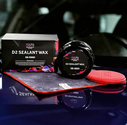 SGCB Pro Auto Care Synthetic D2 Sealant Wax Kit of 4, Brazilian Carnauba Cleaner Wax Paste, Resin Enriched Natural Hard Wax, Wax Waterproof Detailing Protection Used to resist surface contaminants