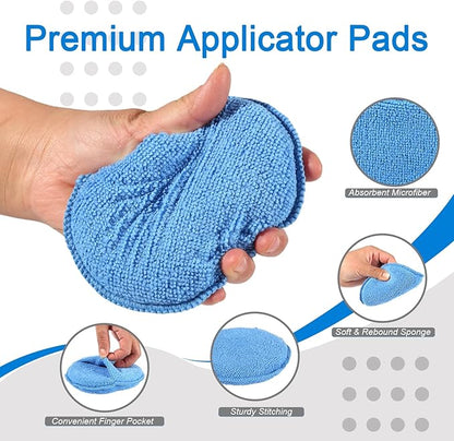 YAIOZHS 6PCS Wax Applicator Pads, 5" Microfiber Applicator Pad with Finger Pocket, Foam Buffing Pad for Car Detailing & Cleaning