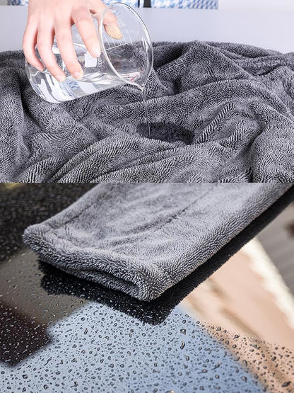 aokway Microfiber Car Drying Towel,Thickened and Absorbent Microfiber Towels, No Streaks Drying Towel car Detailing, Scratch-Free, No Water Spots- 16” x 16”（1 Pack）
