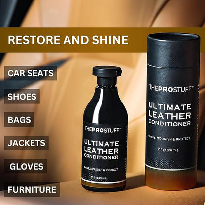 The Pro Stuff® Ultimate Car Leather Conditioner & Repair Treatment | Shine & Protect | Easy Apply, No-Residue Clear Formula | Leather Care for Car, Couch, Glove, Jacket, Purse, Shoe, Furniture