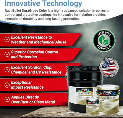 RUST BULLET DuraGrade Color - Red - 1 Quart - Advanced Technology Corrossion Control, Rust Inhibitor & Protective Coating, Exceptional Adhesion, UV Resistant