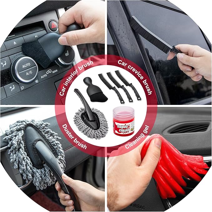GPUSFAK 47Pcs Car Wash Cleaning Kit with High Power Handheld Vacuum Windshield Cleaning Tool with Side Mirror Squeegee Bucket Detailing Brushes Tire Brush Towels Complete Detailing Set for Car