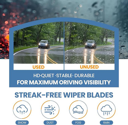 GSPSCN 3 Wipers For Kia Sorento 2015-2011，Soul 2019-2010，Soul EV 2019-2015，Original Equipment Windshield Wiper Blades Set 24"+20"+11" (Set of 3)