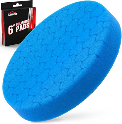 KUIMIT Blue Polish Pad, Buffing Polishing Pads, 1Pc 6.5 Inch Face for 6 Inch 150mm Backing Plate Compound Buffing Sponge Pads for Car Buffer Polisher Compounding, Polishing and Waxing
