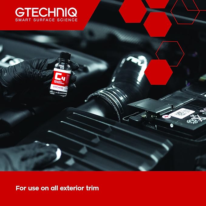 Gtechniq C4 Permanent Trim Restorer 15ml - Revitalize Tired, Faded, Discoloured Car and Vehicle Trim - Premium Weather Protection, UV Resistant, Leaves No Unattractive Gloss - 2 Year Durability