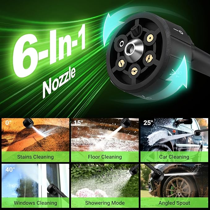1200PSI Cordless Pressure Washer, 2X 4.0Ah Battery Power Washer with Triplex Plunger Pump & Pressure Settings, 500W Brushless Motor for Car Washing, Home Cleaning, Patio, Driveway