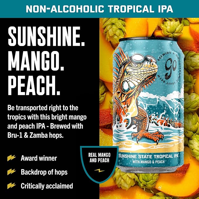 Go Brewing - IPA 12 Mixed Pack - Non Alcoholic Beer - Small Batch Brew - Low Calorie Drink - Featuring Double IPA, Disarm Hazy, Grapefruit & Tropical IPA - Low-Calorie, NA Brew (12 oz, 12 Pack)