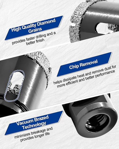 SHDIATOOL Diamond Drill Bits 5/8 Inch for Porcelain Ceramic Tile Marble Brick Core Cutter Hole Saw with 5/8"-11 Arbor(16mm) 2pieces