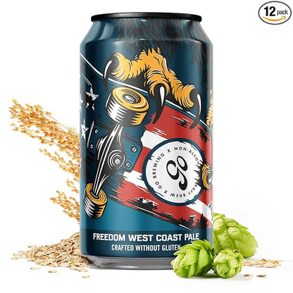 Go Brewing - Freedom West Coast Pale without Gluten - Non-Alcoholic Craft Beer - Small Batch, Low-Calorie Brew - Caramel, Citrus, & Floral Flavor Profile - Bold & Smooth Finish - Ideal for Any Occasion (12 Oz, 12 Cans)