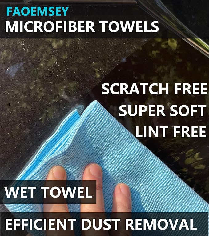 Microfiber Towels,10-Pack,16"x16",420GSM Edgeless,Soft Absorbent,Scratch-Free,Lint-Free,Professional Car Detailing Cloths,Home Cleaning Rays,Sky Blue