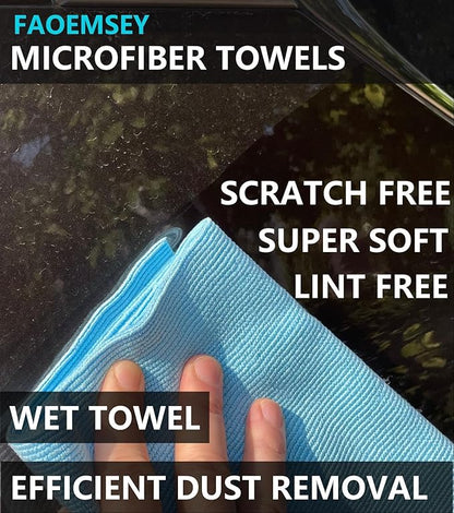 Microfiber Towels,10-Pack,16"x16",420GSM Edgeless,Soft Absorbent,Scratch-Free,Lint-Free,Professional Car Detailing Cloths,Home Cleaning Rays,Sky Blue