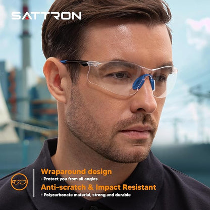 Clear Safety Glasses 3 Pack, Protective Eyewear UV Protection ANSI Z87.1, Safety Goggles Scratch & Impact Resistant, Eye Protection with Nose Pads for Men & Women Construction, Shooting, Lab Work