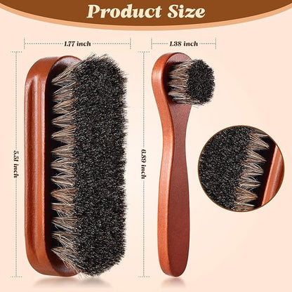 2 Pcs Horsehair Shine Shoes Brush Kit Polish Dauber Applicators Cleaning Leather Shoes Boots Care Brushes Suede Cleaner Brush(2 Pcs Style F)
