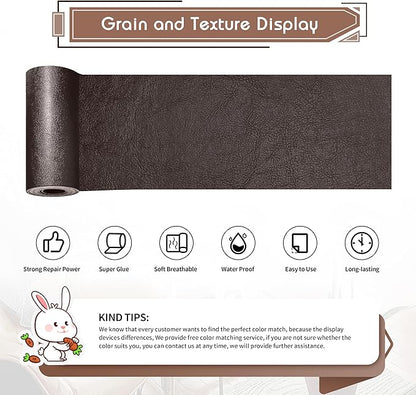 KING MOUNTAIN Leather Repair Patch,4 x 63 Inches self Adhesive Leather Repair Tape for Damaged Leather Furniture, Sofa Seating,Car Seats, Leather Goods（Chocolate Brown）