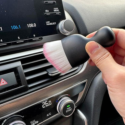 Car Detailing Brush, Soft Bristle Cleaning Brush, Scratch-Free Auto Duster Tool for Dashboard, Air Vents, Leather & Interior Cleaning (Black&Pink)