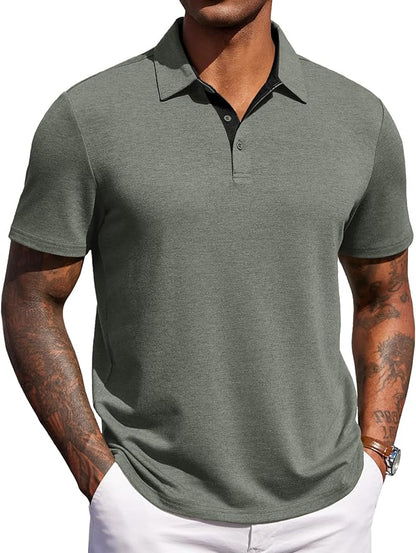 COOFANDY Mens Polo Shirts Short Sleeve Casual Summer Polo Tee Classic Collared Golf Stylish Tops