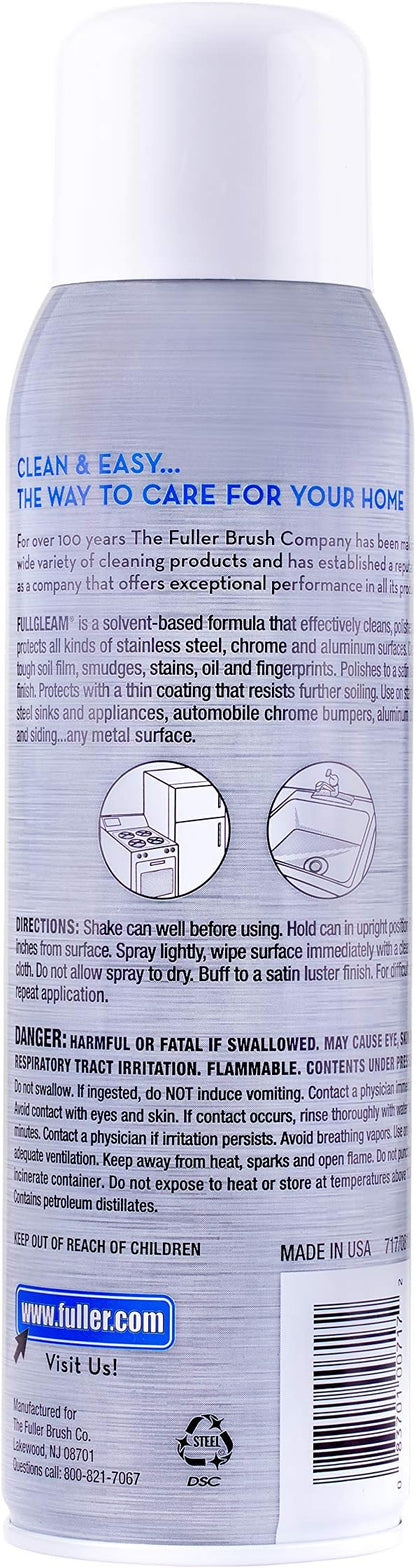 Fuller Brush Full Gleam Stainless Steel Cleaner – 15 oz Spray for Appliances, Chrome, Aluminum & Sinks – Cleans, Polishes & Protects Metal Surfaces (Pack of 2)