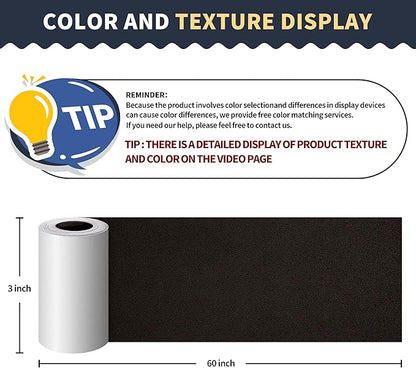 ONine Leather Repair Patch，Leather Repair Tape, 3 x 60 inches Leather Repair Patch for Furniture,Vinyl Repair Kit，Leather Couch Patch，for Sofas, Furniture, Car Seats(Dark Brown-Fine Grain)
