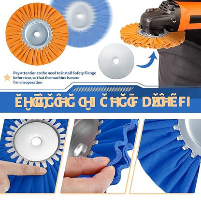 Amylove 8 Inch Airway Buffing Wheels Aluminum Wheel Polishing Kit in Diameter 5/8 Inch Arbor Hole, Polishing Compound and Metal Polish Kit for Angle Grinder(Vivid Color,6 Pcs)