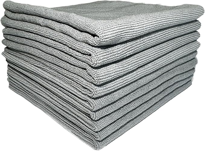 THE HOUSE OF RAGS-The Final Level- Edgeless Detailing Microfiber Towels, 16x16 inches, 380 GSM, 70/30 Korean Pearl Weave, Ceramic Coating, Leveling, Sealant Removal, Scratch-Free, 10-Pack, Gray