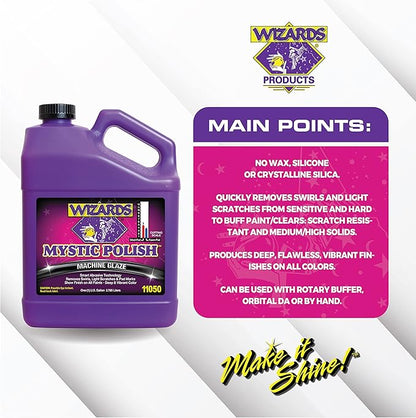 Wizards Mystic Polish Machine Glaze - Cutting Compound and Polish with Smart Abrasive Technology - Professional Car Scratch Remover - Water-Based Polishing Compound for Car Detailing Kit - 1 Gallon