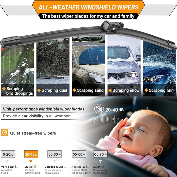 AUTOBOO 24"+20" Windshield Wipers Blades Replacement for Porsche Macan 2014-2024 with 15 Inch Rear Wiper Blade -Original Factory Quality (Pack of 3)