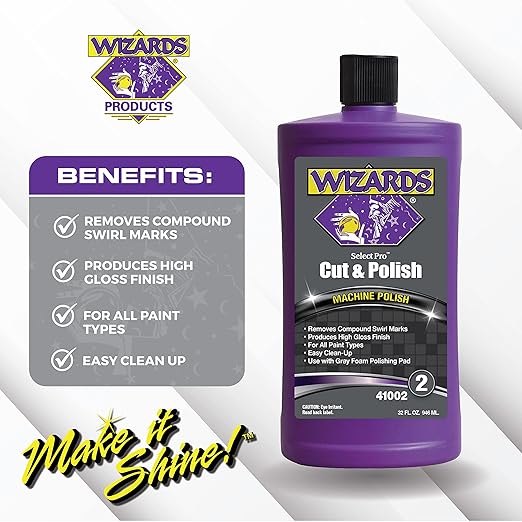 Wizards Select Pro Cut and Polish Compound Step 2 Perfect Match - Dual Action Polisher with High Gloss Finish - Polishing Compound That Removes Swirl Marks