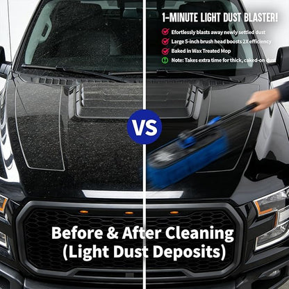 Flash Dog Car Duster Exterior with Car Duster Interior Wax Cotton Hair Scratch Free Cleaning for Cars, SUVs, Trucks | Waterless Dust Remover & Detailing Brushes Set with Storage