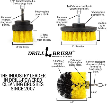 Drill Brush Attachment Multipurpose House Cleaning Supplies Set: Nylon Toilet Brush Kit, Lemon Lime Scented Cleaning Paste, Scrub Pads - Bathroom & Kitchen Tile Grout Cleaner - Household Essentials