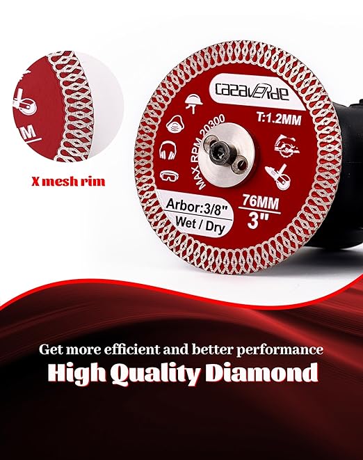 Casaverde 2 Pcs of 3" Diamond Tile Blade,Super Thin Porcelain Blade 76mm with 3/8" Arbor for Cutting Ceramic Tile,Stone Tile