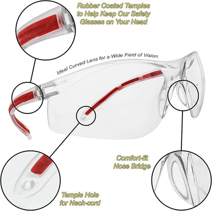 Clear Safety Glasses Eye Protection (1 Pair, 1 Case, 1 Neck cord) - Shooting, Sports Safety Goggles, Protective Eyewear For Men and Women.