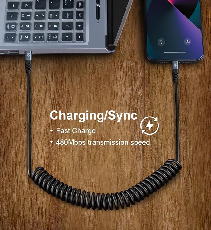 USB C to USB C Cable 6ft, 2Pack Coiled USB C Charger Cable Car, Type C Fast Charging for Cable for iPhone 17/16/15/Plus/Pro/Pro Max/MacBook Pro 2020/iPad Pro 2020/iPad Air 4/Samsung Galaxy S23