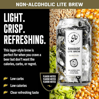 Go Brewing - 12 Mixed Sampler Pack - Non-Alcoholic Craft Brew - Small Batch Brew - Classic Ingredient - Non Alcoholic Beer Variety Pack - Low-Calorie, NA Brew - Ideal for Any Occasion (12 oz, 12 Pack)