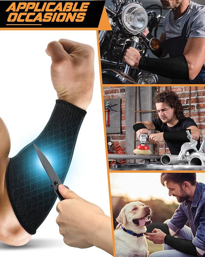 Geyoga 2 Pairs Cut Resistant Sleeve Arm Protection Level 5 Protection Safety Protective Sleeves Arm Protectors for Men Women(9.45 x 4.72 Inches,Black)