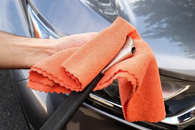 Arkwright SmartEdge Microfiber Cleaning Cloths - (Pack of 12) Thick Edge Less Dish Drying Towel for Car, Polishing, Washing, and Auto Detailing, 16 x 16 in, Orange