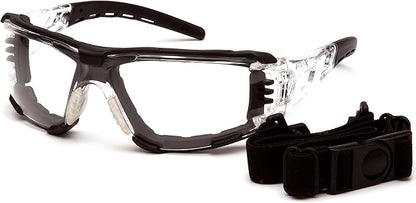 Pyramex Safety Fyxate Safety Glasses, Clear H2MAX Anti-Fog Lens with Foam Padding