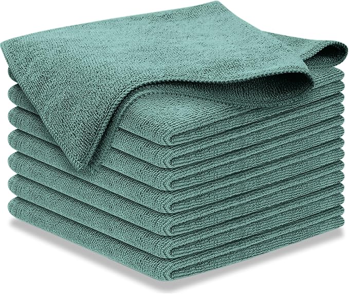 USANOOKS Microfiber Cleaning Cloth - 1200 Washes, Ultra Absorbent Towels Grip Root Weave Grime - 08pack - Dark Green