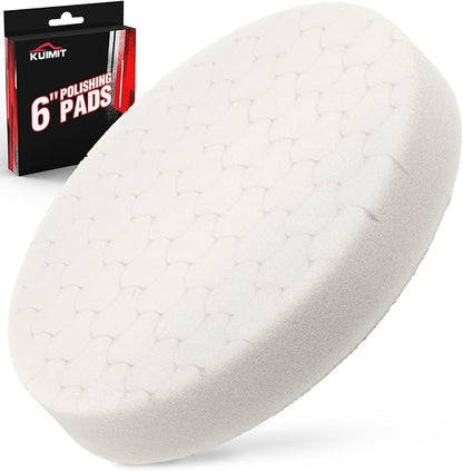 KUIMIT White Polish Pad, Buffing Polishing Pads, 1Pc 6.5 Inch Face for 6 Inch 150mm Backing Plate Compound Buffing Sponge Pads for Car Buffer Polisher Compounding, Polishing and Waxing