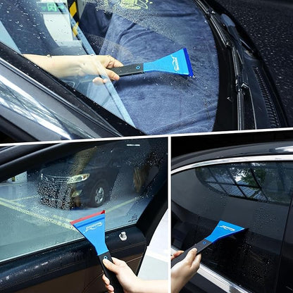 NEWISHTOOL Window Tint Squeegee Rubber with Handle, 3 PCS Different Durometer Blades Long Handle Rubber Squeegee, Water Wiper Swiper for Windshield Cleaning Window Film Application PPF Installation