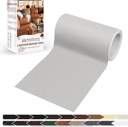 KING MOUNTAIN Leather Repair Patch,4 x 63 Inches self Adhesive Leather Repair Tape for Damaged Leather Furniture, Sofa Seating,Car Seats, Leather Goods(Light Grey)