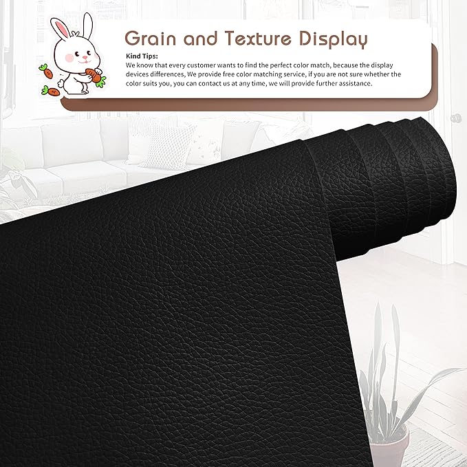 KING MOUNTAIN Leather Repair Patch,12 x 60 Inches self Adhesive Leather Repair Tape for Damaged Leather Furniture, Sofa Seating,Car Seats, Leather Goods（Black）