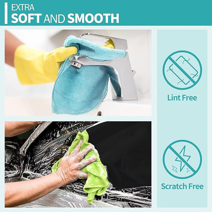 HOMERHYME Microfiber Cleaning Cloth - 60 Pack Shop Towels, 12" x 12" Cleaning Rags Lint Free, Reusable Microfiber Towels for Cars Kitchen Automotive House Office