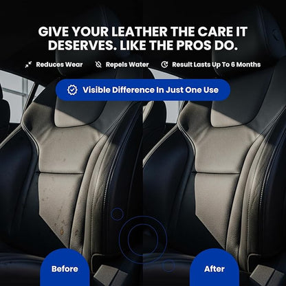 Nanotekas Leather Cleaner & Ceramic Coating Spray Kit: Long-Lasting Leather Protector for Tesla Vegan Leather, Car Seats, Furniture and Shoes – Universal Nano Ceramic Shield to Repel Dirt and Liquids