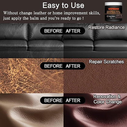 WERBME Leather Recoloring Balm & Color Restorer - Multipurpose Dye & Paint for Faded Leather Couches, Car Seats, Shoes | Fix Scratches on Clothing, Furniture & Accessories(Dark Brown)